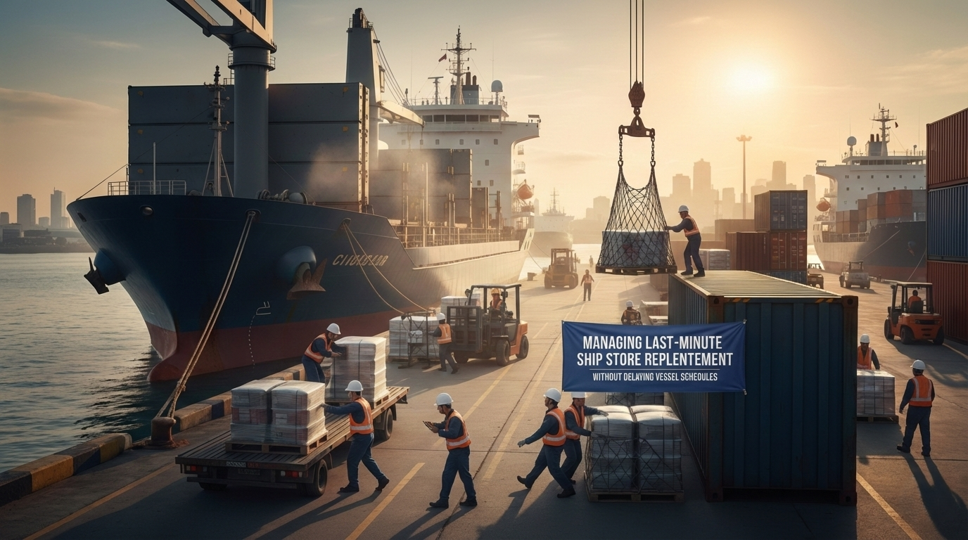 MANAGING LAST-MINUTE SHIP STORE REPLENISHMENT WITHOUT DELAYING VESSEL SCHEDULES