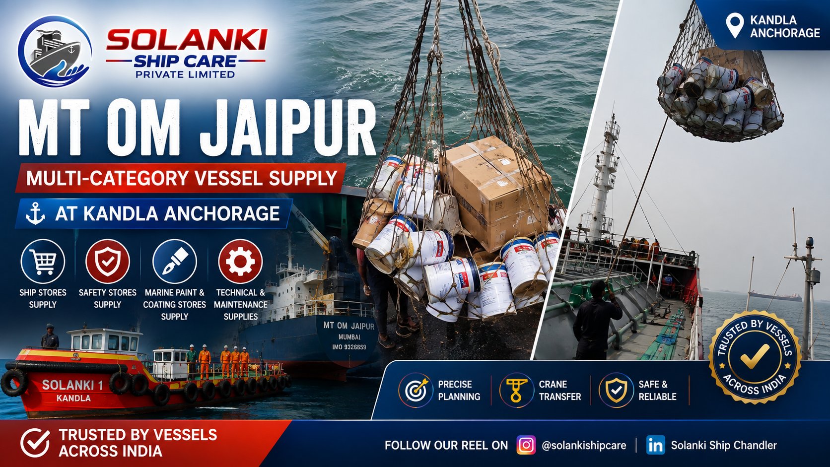 MT OM JAIPUR – Multi-Category Vessel Supply at Kandla Anchorage