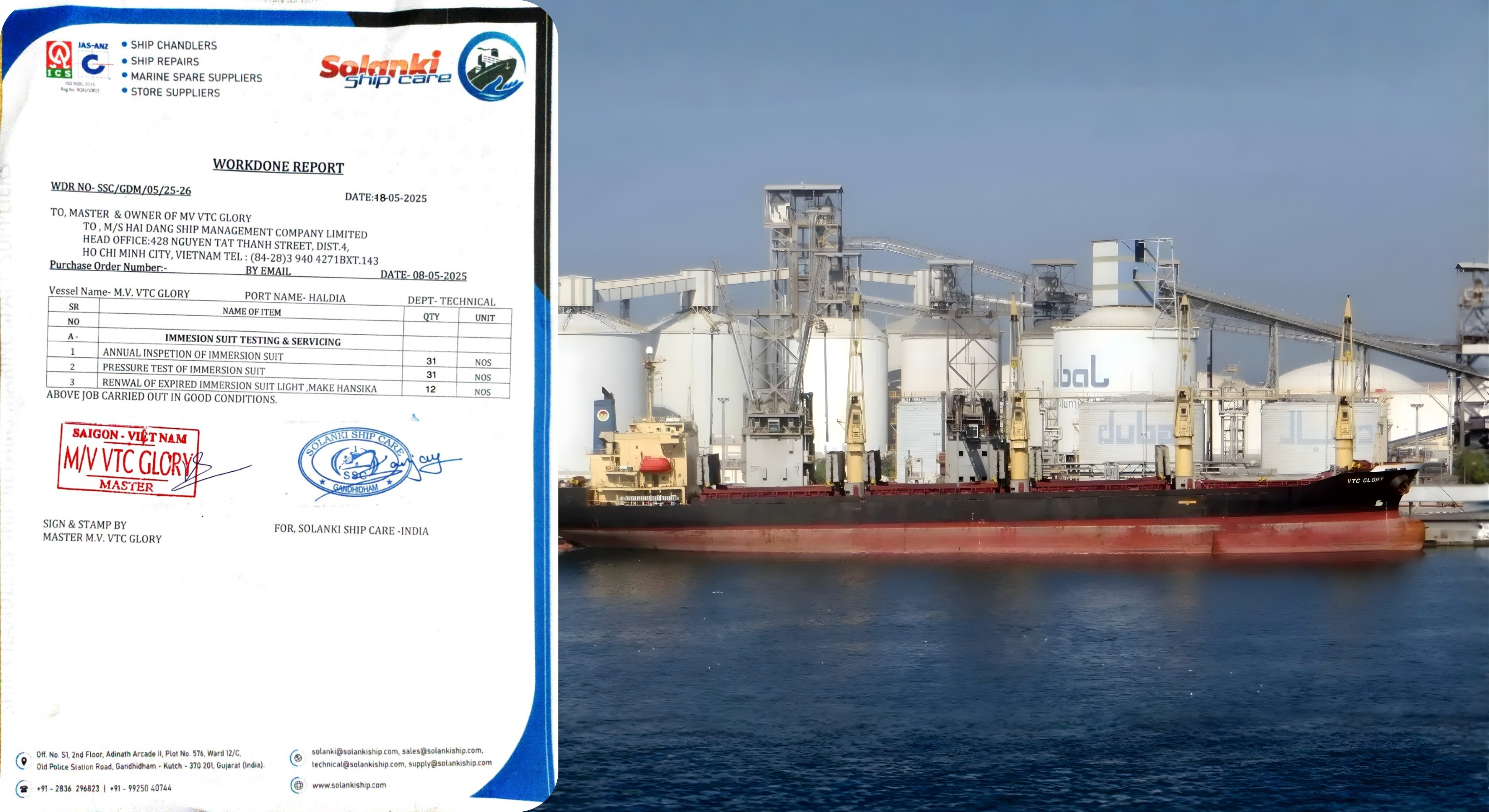 MV VTC GLORY - PROFESSIONAL MARITIME SERVICES AT HALDIA PORT